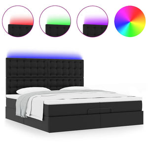 Οθωμανικό κρεβάτι με στρώματα & LEDs Μαύρο Faux Leather - Pakobazaar