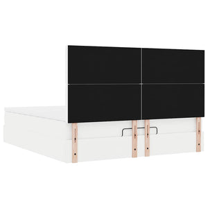 Οθωμανικό κρεβάτι με στρώματα&LEDs Λευκό 200x200cm Faux Leather - Pakobazaar