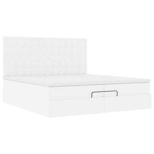 Οθωμανικό κρεβάτι με στρώματα&LEDs Λευκό 200x200cm Faux Leather - Pakobazaar