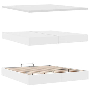 Οθωμανικό κρεβάτι με στρώματα&LEDs Λευκό 200x200cm Faux Leather - Pakobazaar