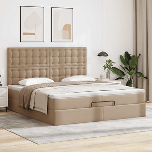 Οθωμανικό κρεβάτι με στρώματα & LEDs Cappucino Faux Leather - Pakobazaar