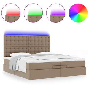 Οθωμανικό κρεβάτι με στρώματα & LEDs Cappucino Faux Leather - Pakobazaar