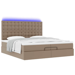 Οθωμανικό κρεβάτι με στρώματα & LEDs Cappucino Faux Leather - Pakobazaar