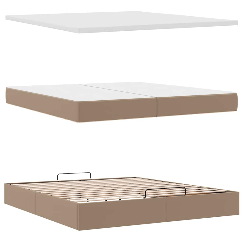 Οθωμανικό κρεβάτι με στρώματα & LEDs Cappucino Faux Leather - Pakobazaar
