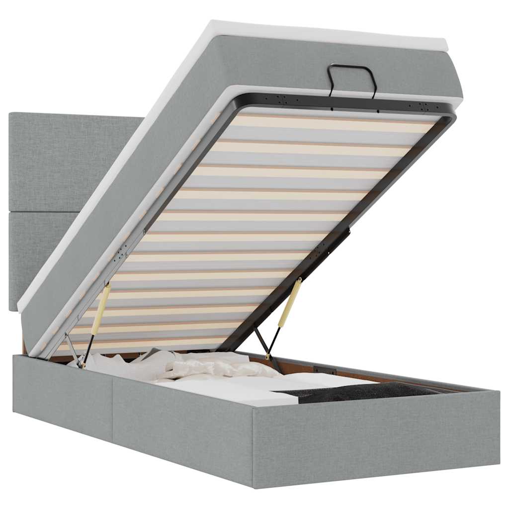 Οθωμανικό κρεβάτι με στρώμα & LEDs Ανοιχτό γκρι 80x200cm ύφασμα - Pakobazaar