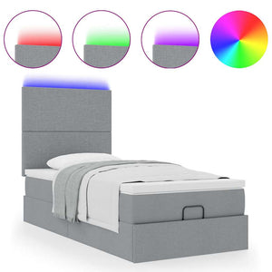 Οθωμανικό κρεβάτι με στρώμα & LEDs Ανοιχτό γκρι 80x200cm ύφασμα - Pakobazaar
