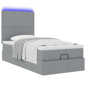 Οθωμανικό κρεβάτι με στρώμα & LEDs Ανοιχτό γκρι 80x200cm ύφασμα - Pakobazaar