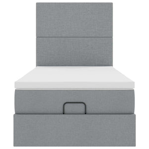 Οθωμανικό κρεβάτι με στρώμα & LEDs Ανοιχτό γκρι 80x200cm ύφασμα - Pakobazaar