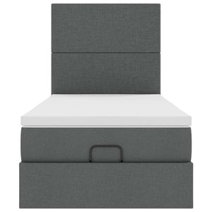 Οθωμανικό κρεβάτι με στρώμα & LEDs Σκούρο γκρι 80x200cm ύφασμα - Pakobazaar