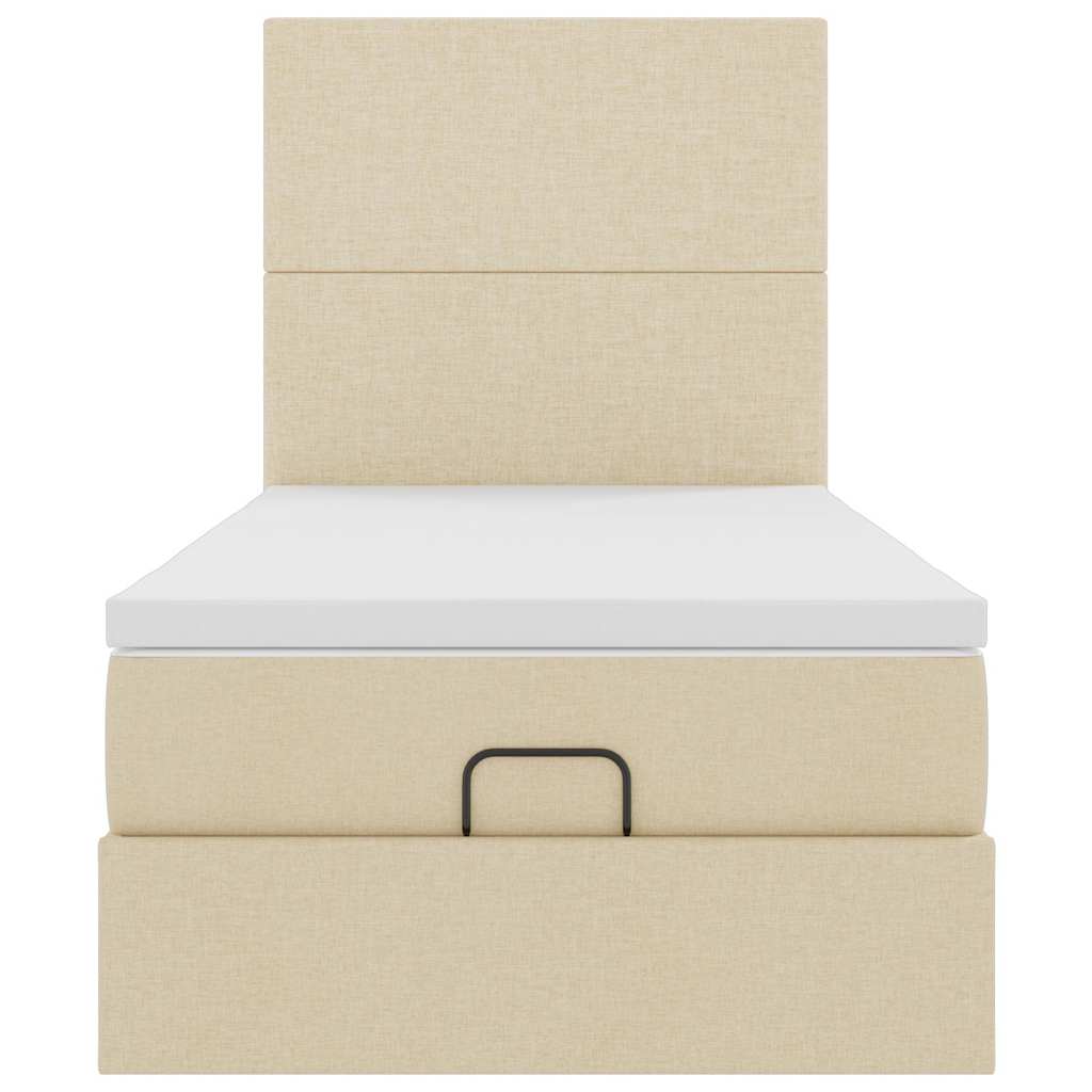 Οθωμανικό κρεβάτι με στρώμα & LEDs Cream 80x200cm ύφασμα