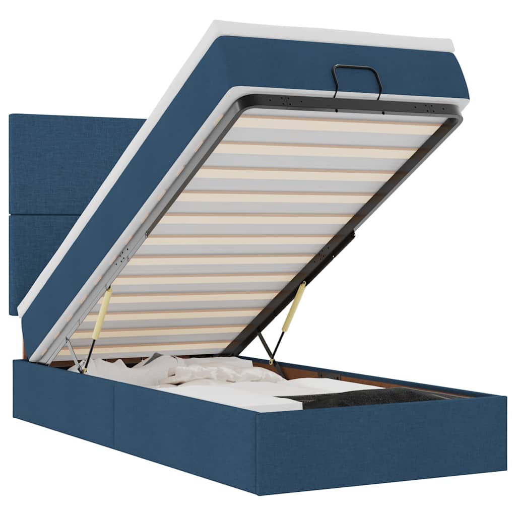 Κρεβάτι-Μονό κρεβάτι με στρώμα και LED Μπλε 80x200 εκ. από ύφασμα - Pakobazaar