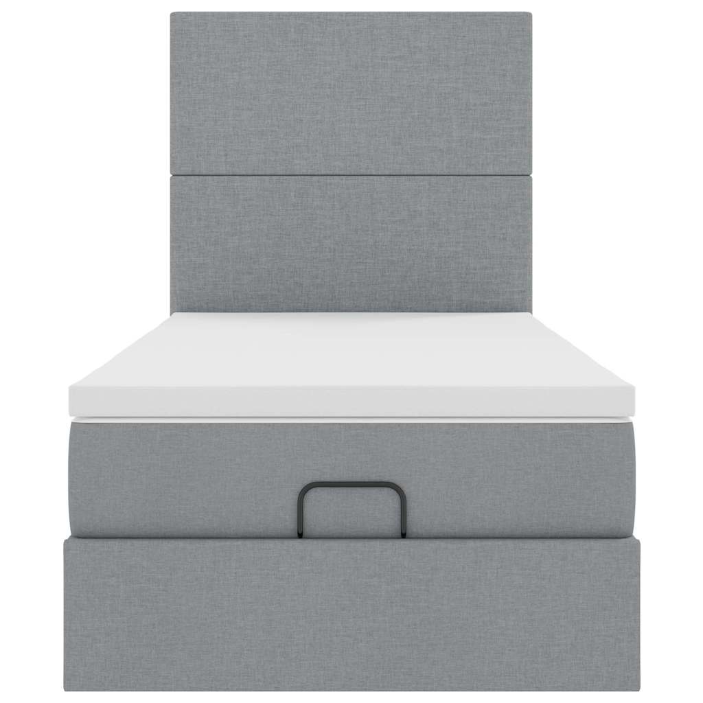 Οθωμανικό κρεβάτι με στρώμα & LEDs Ανοιχτό γκρι 90x200cm Ύφασμα - Pakobazaar