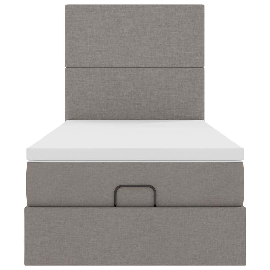 Οθωμανικό κρεβάτι με στρώμα & LEDs Taupe 100x200 cm Ύφασμα