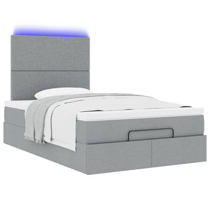 Οθωμανικό κρεβάτι με στρώμα & LEDs Ανοιχτό γκρι Ύφασμα - Pakobazaar
