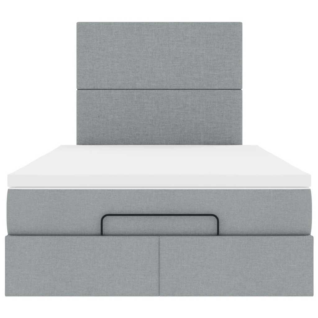 Οθωμανικό κρεβάτι με στρώμα & LEDs Ανοιχτό γκρι Ύφασμα - Pakobazaar