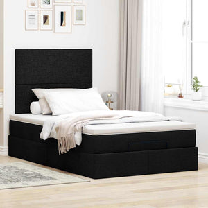 Οθωμανικό κρεβάτι με στρώμα & LEDs Μαύρο 120x190 cm Ύφασμα - Pakobazaar