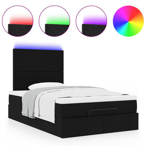 Οθωμανικό κρεβάτι με στρώμα & LEDs Μαύρο 120x190 cm Ύφασμα - Pakobazaar