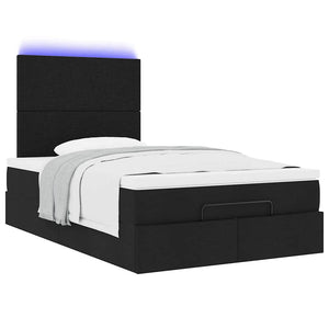 Οθωμανικό κρεβάτι με στρώμα & LEDs Μαύρο 120x190 cm Ύφασμα - Pakobazaar