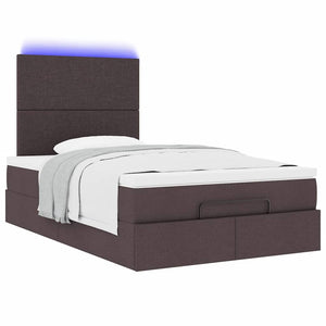 Οθωμανικό κρεβάτι με στρώμα & LEDs Σκούρο καφέ 120x190cm ύφασμα - Pakobazaar