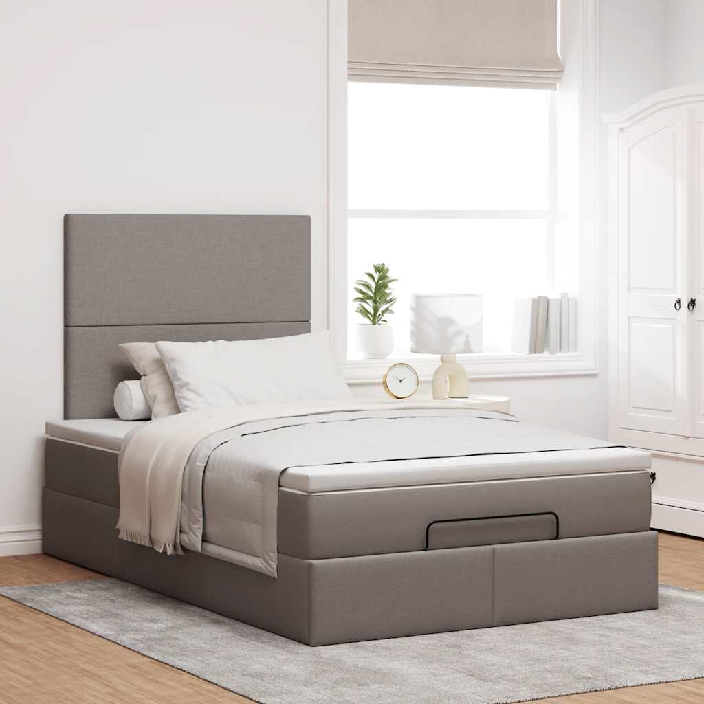 Οθωμανικό κρεβάτι με στρώμα & LEDs Taupe 120x190cm ύφασμα