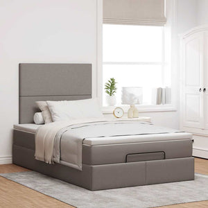 Οθωμανικό κρεβάτι με στρώμα & LEDs Taupe 120x190cm ύφασμα