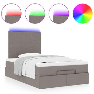 Οθωμανικό κρεβάτι με στρώμα & LEDs Taupe 120x190cm ύφασμα