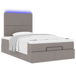 Οθωμανικό κρεβάτι με στρώμα & LEDs Taupe 120x190cm ύφασμα