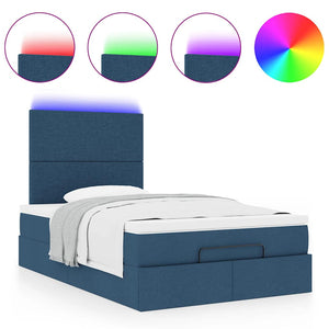 Οθωμανικό κρεβάτι με στρώμα & LEDs Μπλε 120x190cm ύφασμα