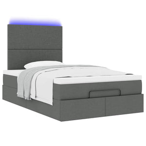 Οθωμανικό κρεβάτι με στρώμα & LEDs Σκούρο γκρι 120x200cm Ύφασμα - Pakobazaar