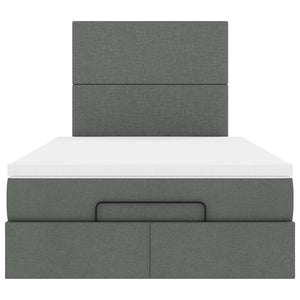 Οθωμανικό κρεβάτι με στρώμα & LEDs Σκούρο γκρι 120x200cm Ύφασμα - Pakobazaar