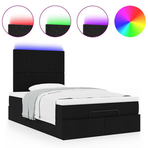 Οθωμανικό κρεβάτι με στρώμα & LEDs Μαύρο 120x200 cm Ύφασμα - Pakobazaar