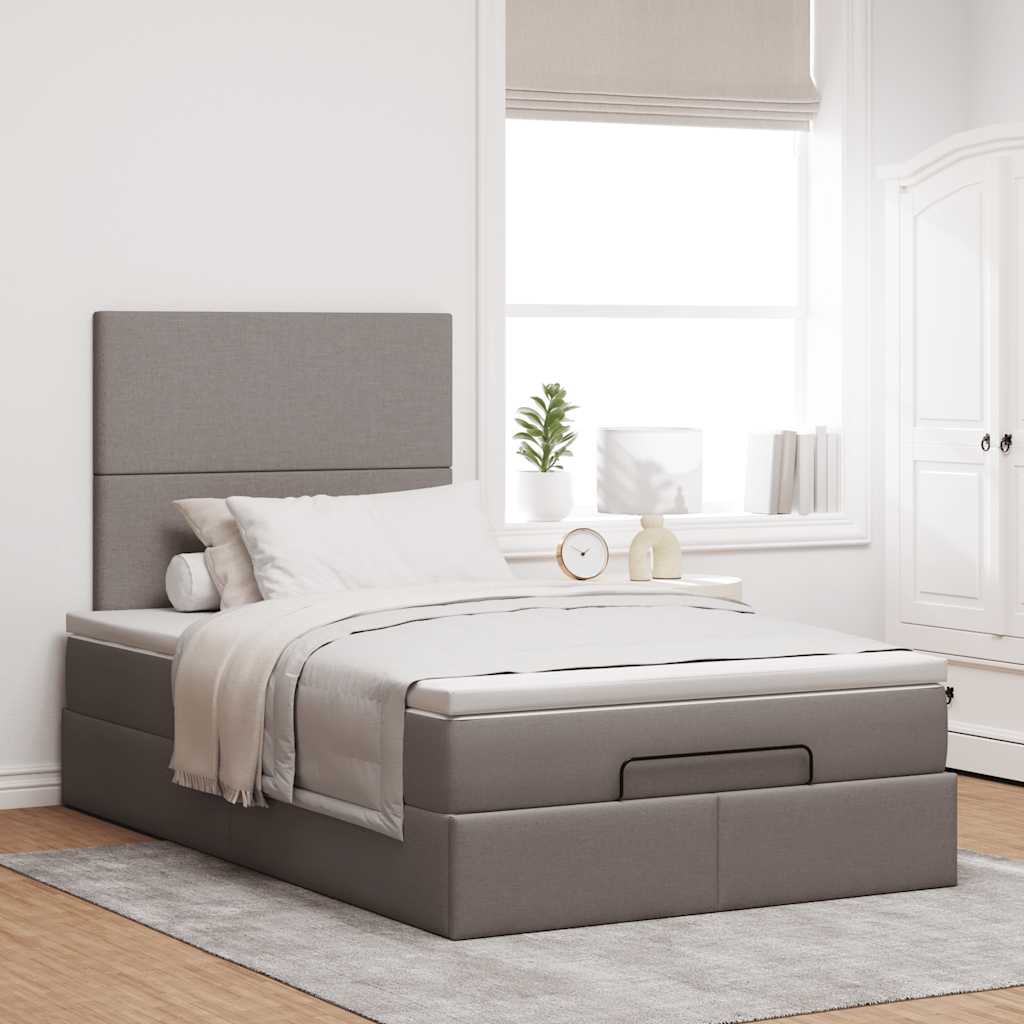 Οθωμανικό κρεβάτι με στρώμα & LEDs Taupe 120x200cm ύφασμα - Pakobazaar