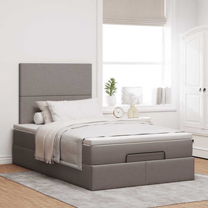 Οθωμανικό κρεβάτι με στρώμα & LEDs Taupe 120x200cm ύφασμα - Pakobazaar