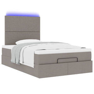 Οθωμανικό κρεβάτι με στρώμα & LEDs Taupe 120x200cm ύφασμα - Pakobazaar