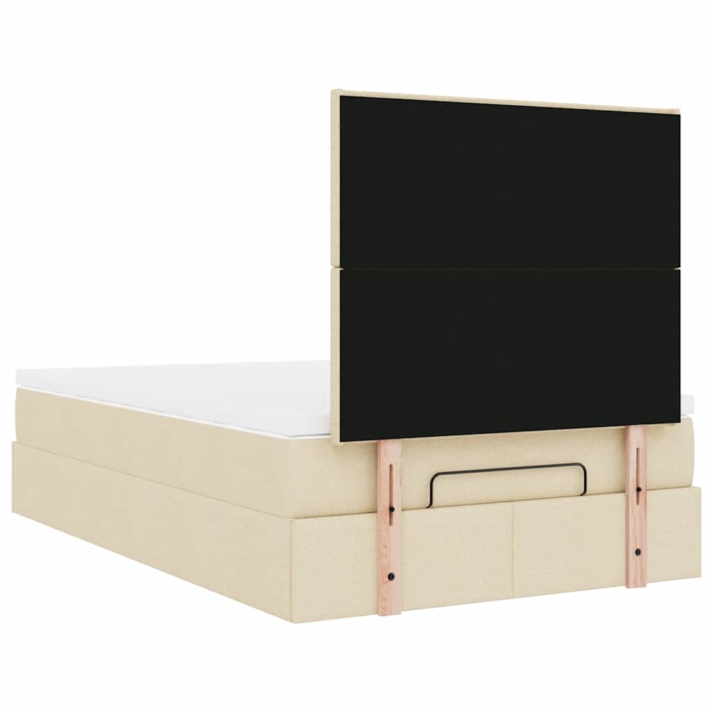 Οθωμανικό κρεβάτι με στρώμα & LEDs Cream 120x200cm ύφασμα - Pakobazaar