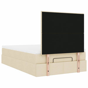 Οθωμανικό κρεβάτι με στρώμα & LEDs Cream 120x200cm ύφασμα - Pakobazaar