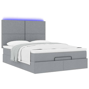 Οθωμανικό κρεβάτι με στρώμα&LEDs Ανοιχτό γκρι 140x190cm Ύφασμα - Pakobazaar