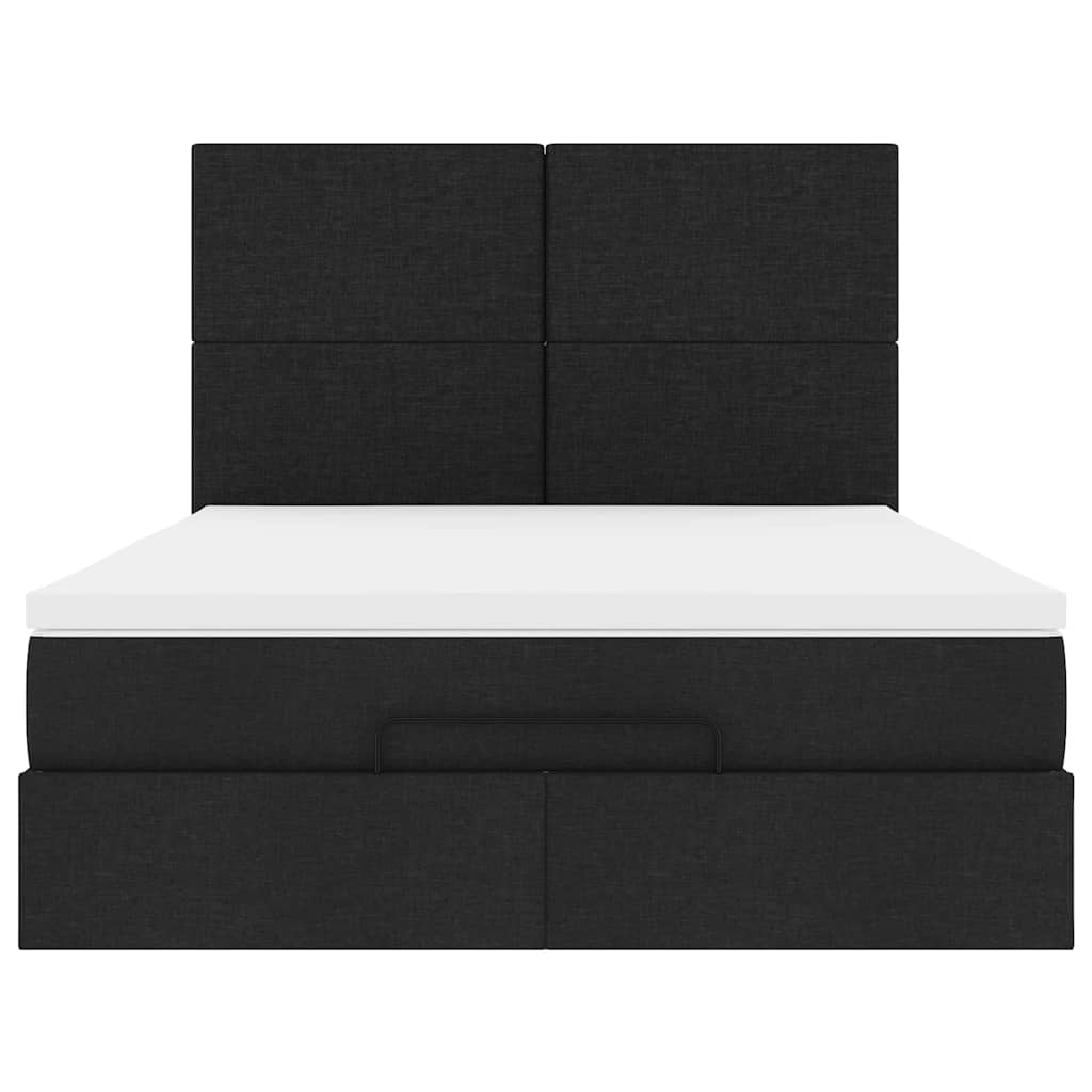 Οθωμανικό κρεβάτι με στρώμα & LEDs Μαύρο 140x200 cm Ύφασμα - Pakobazaar