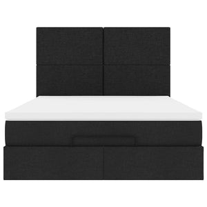 Οθωμανικό κρεβάτι με στρώμα & LEDs Μαύρο 140x200 cm Ύφασμα - Pakobazaar