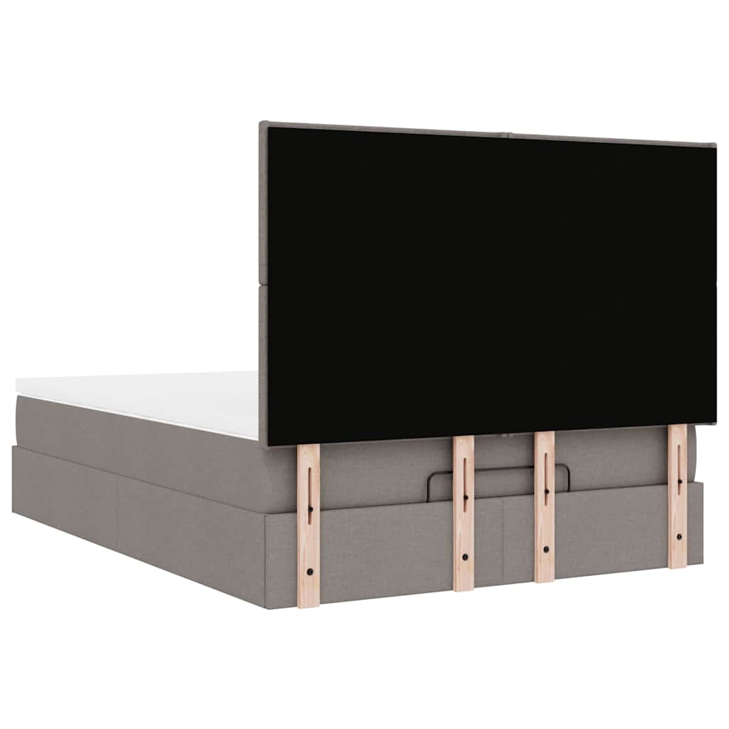 Οθωμανικό κρεβάτι με στρώμα & LEDs Taupe 140x200 cm Ύφασμα - Pakobazaar
