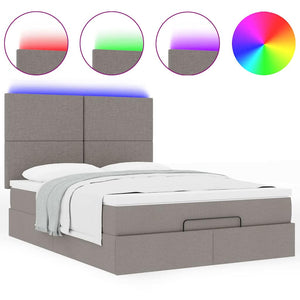 Οθωμανικό κρεβάτι με στρώμα & LEDs Taupe 140x200 cm Ύφασμα - Pakobazaar