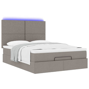 Οθωμανικό κρεβάτι με στρώμα & LEDs Taupe 140x200 cm Ύφασμα - Pakobazaar