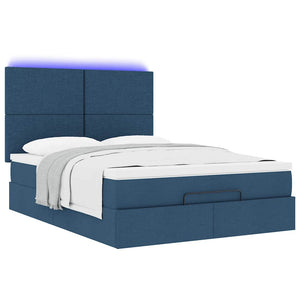 Οθωμανικό κρεβάτι με στρώμα & LEDs Μπλε 140x200cm ύφασμα - Pakobazaar