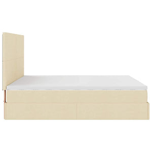 Οθωμανικό κρεβάτι με στρώμα & LEDs Cream 160x200cm ύφασμα - Pakobazaar