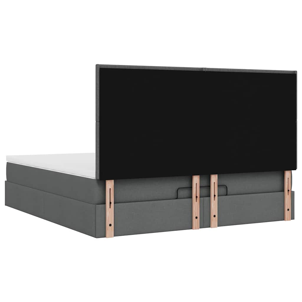 Οθωμανικό κρεβάτι με στρώμα & LEDs Σκούρο γκρι 180x200cm ύφασμα
