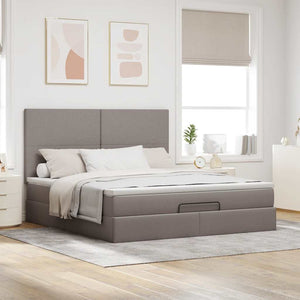 Οθωμανικό κρεβάτι με στρώμα & LEDs Taupe 180x200cm ύφασμα