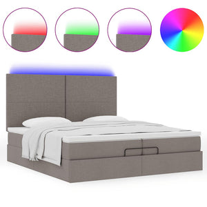 Οθωμανικό κρεβάτι με στρώματα & LEDs Taupe 200x200cm ύφασμα