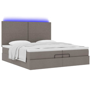 Οθωμανικό κρεβάτι με στρώματα & LEDs Taupe 200x200cm ύφασμα
