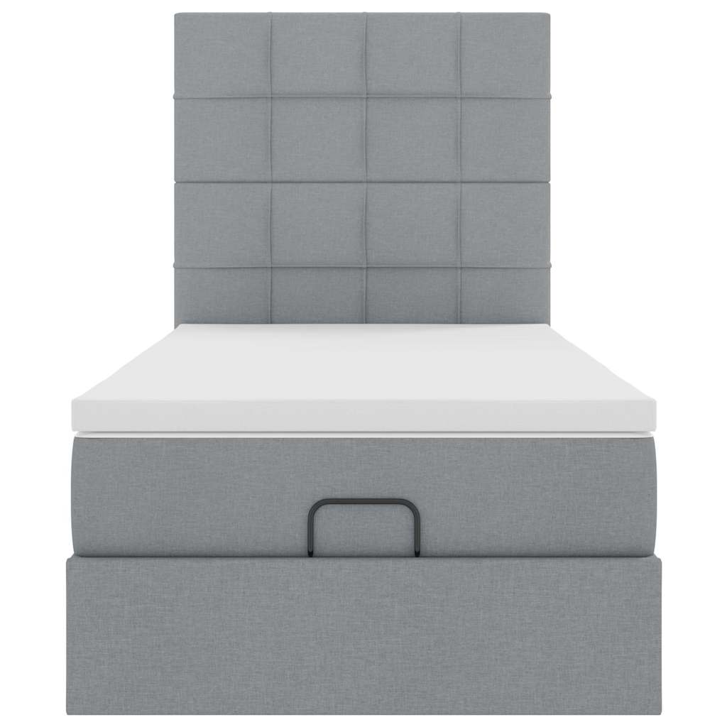 Οθωμανικό κρεβάτι με στρώμα & LEDs Ανοιχτό γκρι 80x200cm ύφασμα - Pakobazaar