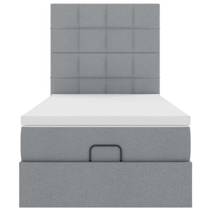 Οθωμανικό κρεβάτι με στρώμα & LEDs Ανοιχτό γκρι 80x200cm ύφασμα - Pakobazaar
